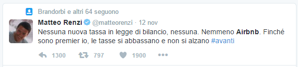 Matteo Renzi dice no a tassa Airbnb